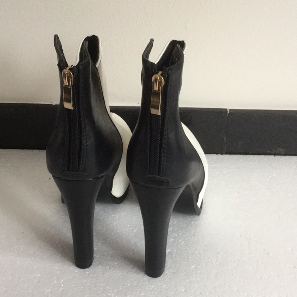 Black And White Color Block Ankle Bootie - image 3